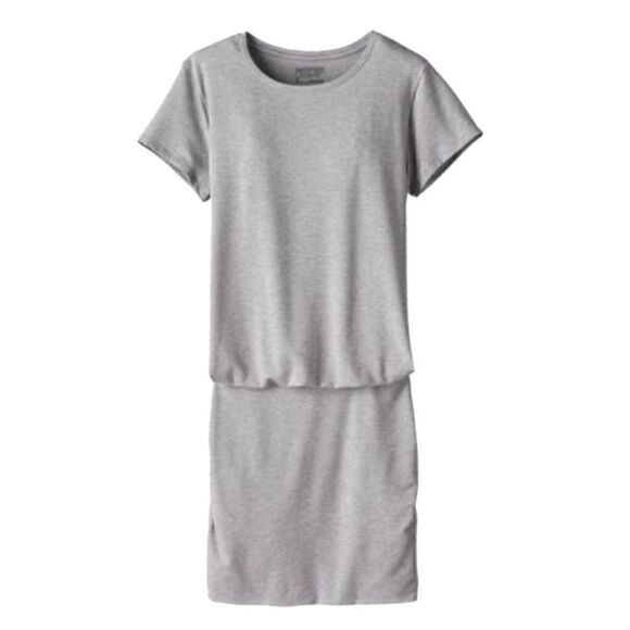Patagonia Dresses & Skirts - NWT Patagonia Glorya Gray T Shirt Mini Dress Ruched Short Sleeve Crew Neck S